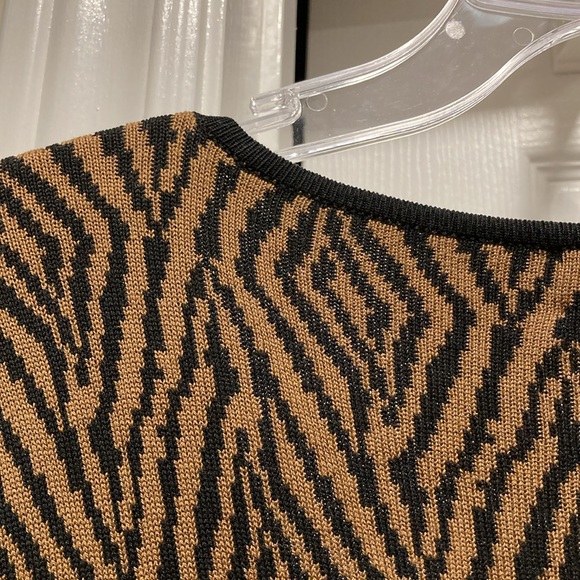 Gianni Black & Copper Herringbone Design Elbow Length Silk Sweater - Sz M - Picture 9 of 9